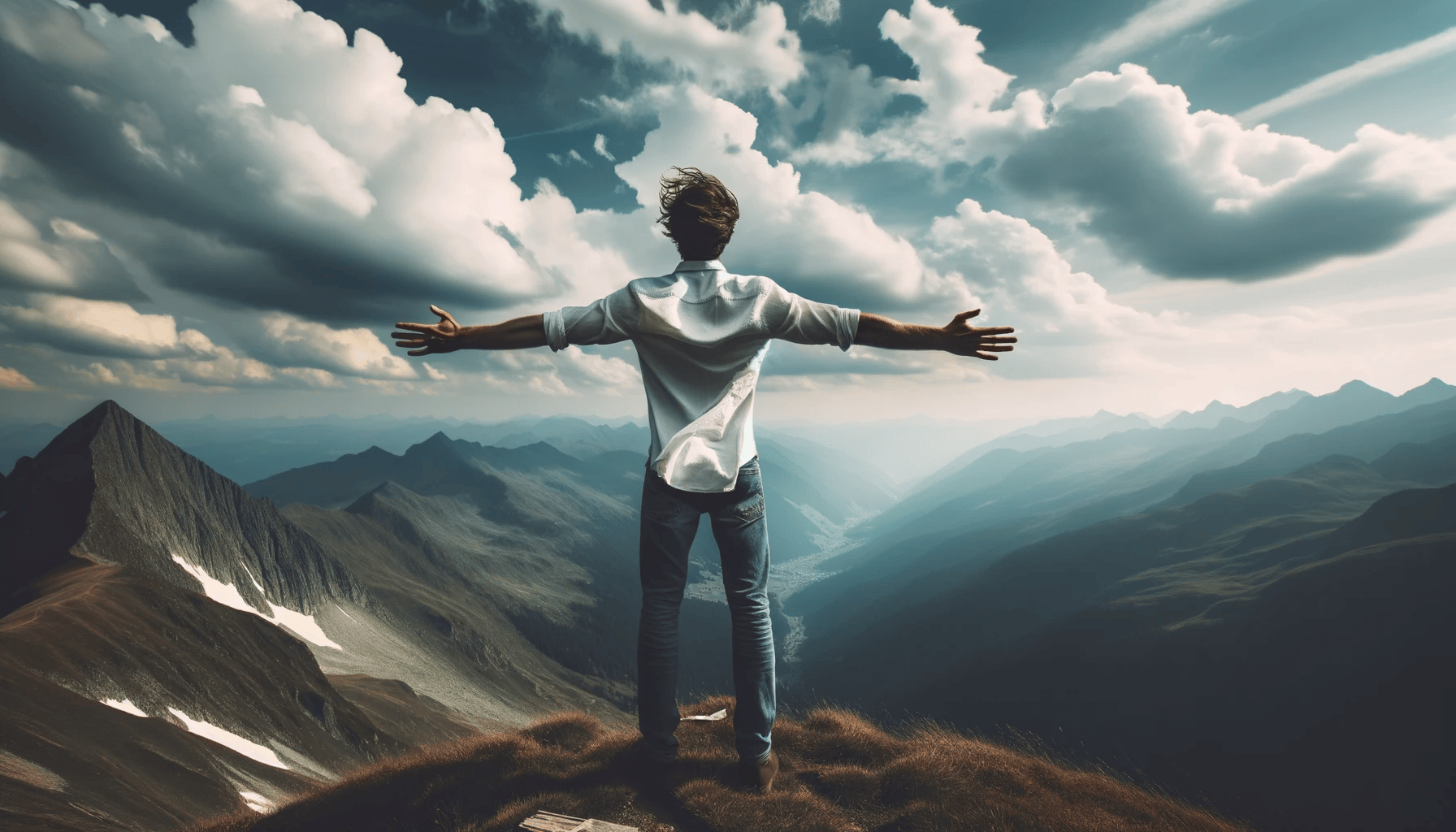 Man feeling liberated and free